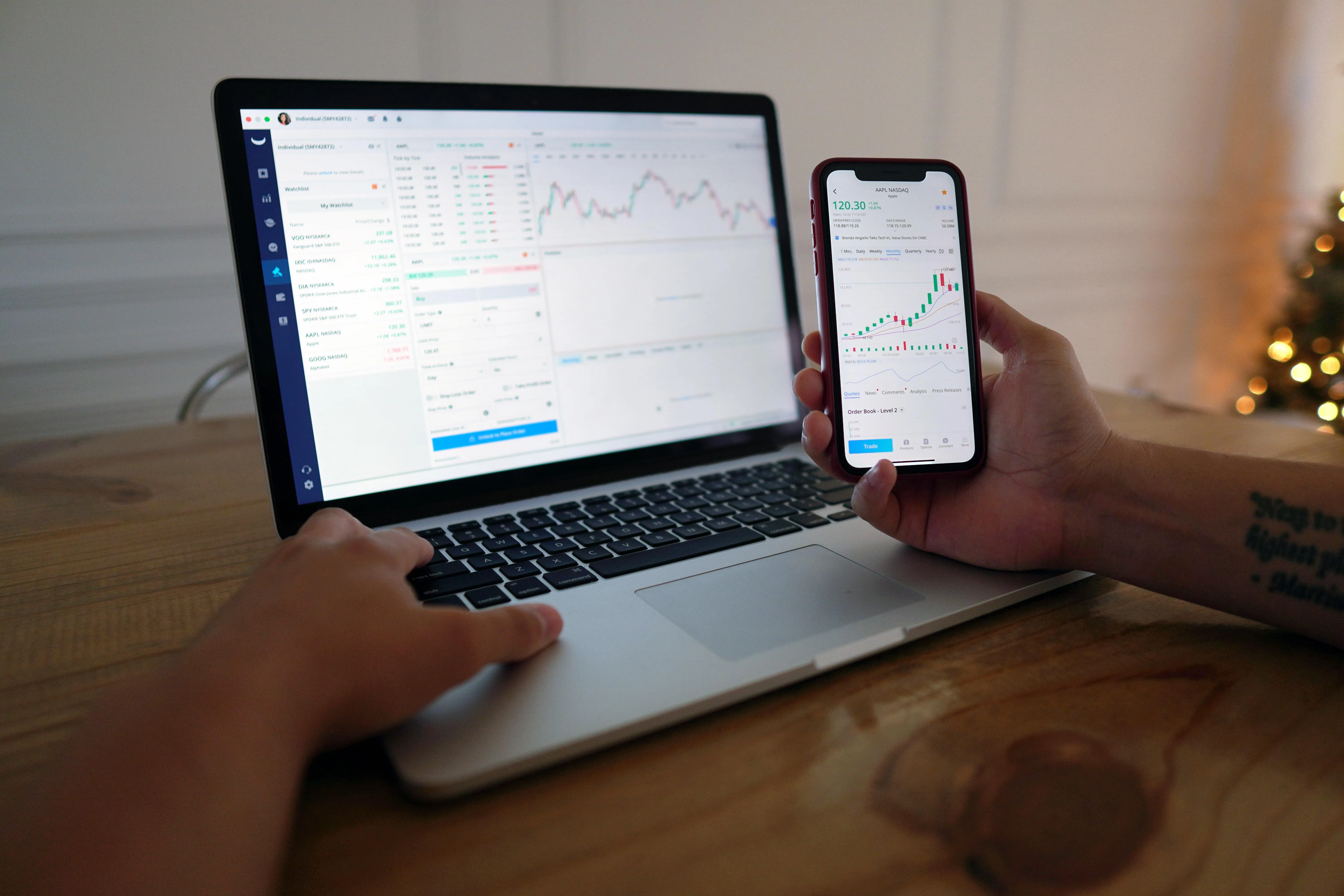 Gráficos de mercado financeiro em tela
